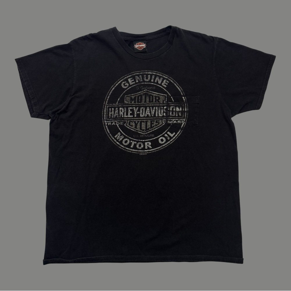 Retro Black/Grey Harley Davidson Pocket Tee - Picture 1 of 6